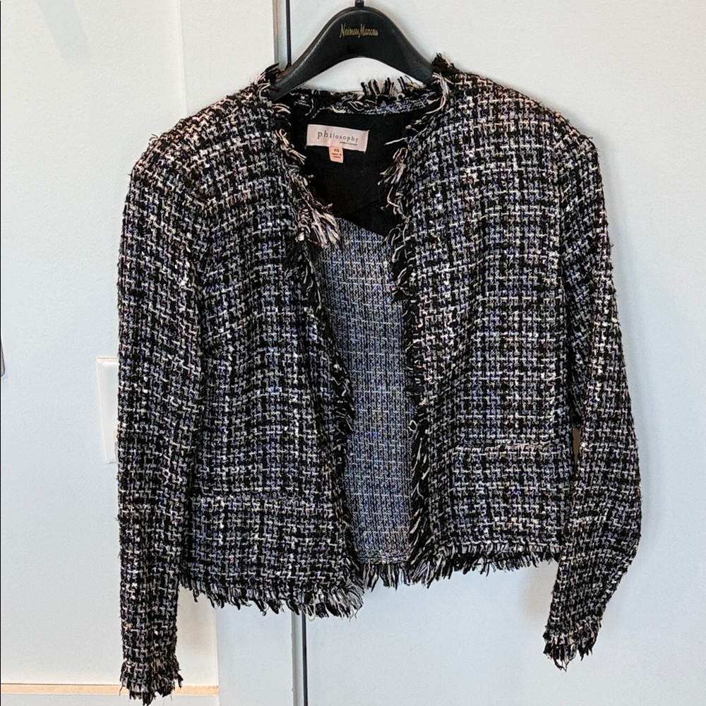 Philosophy Black and White Textured Blazer